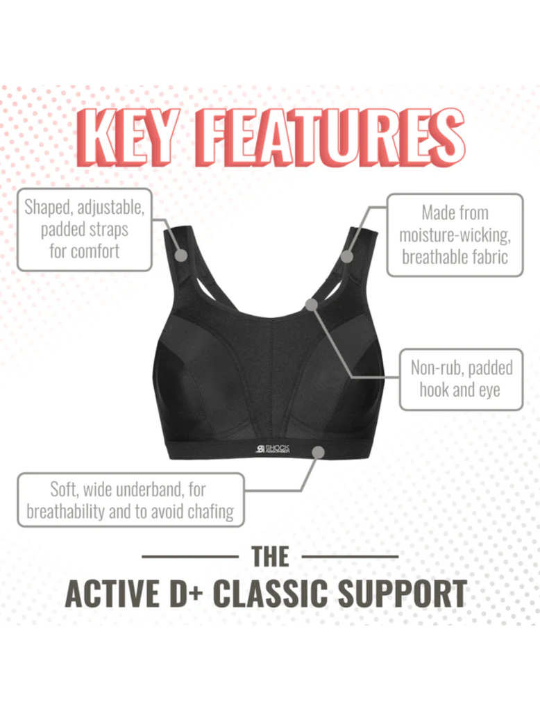 Shock Absorber Active D+ Classic Support Sports Bra, Black